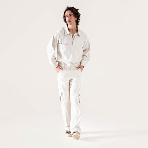 CANVAS POLO QUARTER ZIP SWEATSHIRT